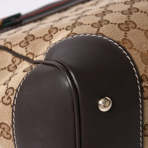 極美品 GUUCI グッチ Tote Bag トートバッグ GGキャンバス シェリーライン ブラウン ベージュ 257061 ゴールド金具 中古 4a002059