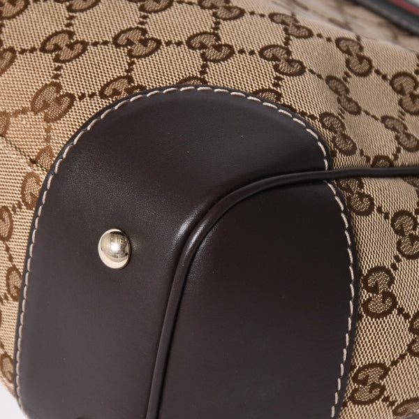 極美品 GUUCI グッチ Tote Bag トートバッグ GGキャンバス シェリーライン ブラウン ベージュ 257061 ゴールド金具 中古 4a002059
