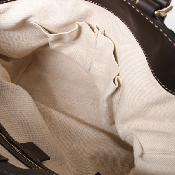 極美品 GUUCI グッチ Tote Bag トートバッグ GGキャンバス シェリーライン ブラウン ベージュ 257061 ゴールド金具 中古 4a002059