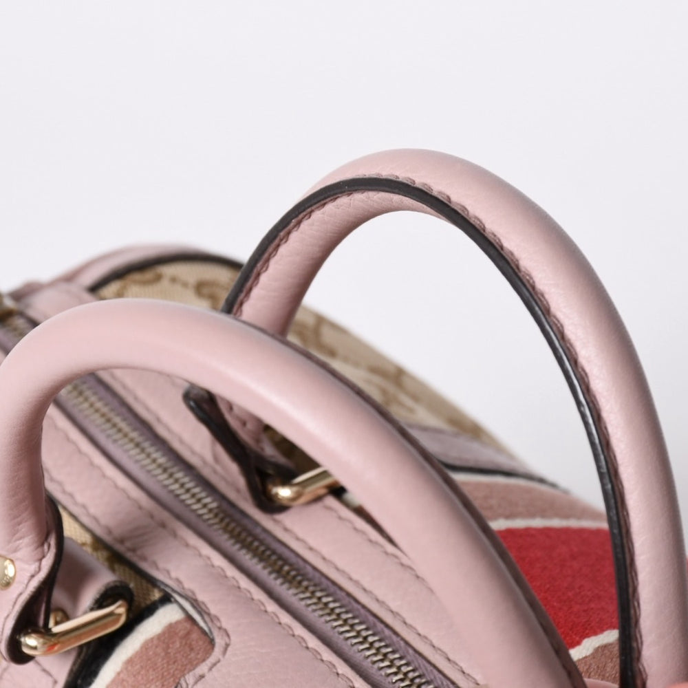 Very Good Condition GUCCI Handbag Shoulder Bag GG Canvas Leather Beige Gray Purple 247205 Used 4a002052