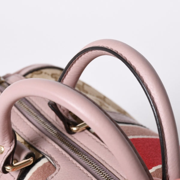 Very Good Condition GUCCI Handbag Shoulder Bag GG Canvas Leather Beige Gray Purple 247205 Used 4a002052