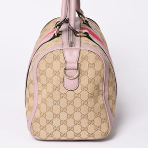 Very Good Condition GUCCI Handbag Shoulder Bag GG Canvas Leather Beige Gray Purple 247205 Used 4a002052