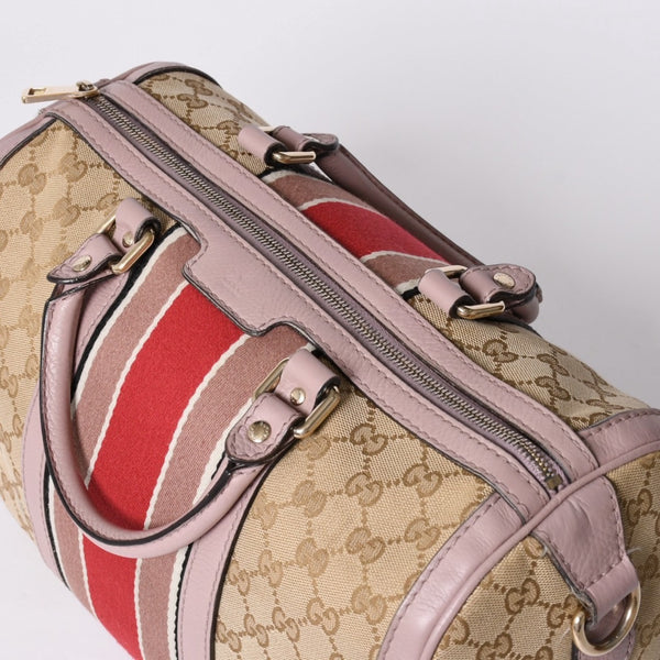 Very Good Condition GUCCI Handbag Shoulder Bag GG Canvas Leather Beige Gray Purple 247205 Used 4a002052