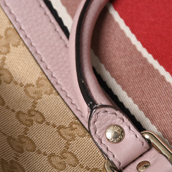 Very Good Condition GUCCI Handbag Shoulder Bag GG Canvas Leather Beige Gray Purple 247205 Used 4a002052