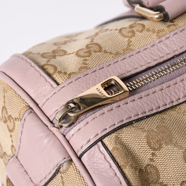 Very Good Condition GUCCI Handbag Shoulder Bag GG Canvas Leather Beige Gray Purple 247205 Used 4a002052