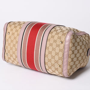 Very Good Condition GUCCI Handbag Shoulder Bag GG Canvas Leather Beige Gray Purple 247205 Used 4a002052