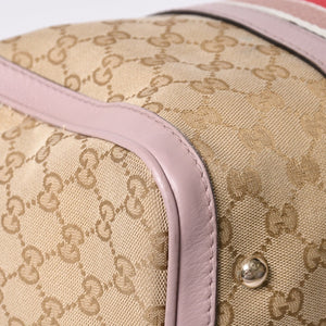 Very Good Condition GUCCI Handbag Shoulder Bag GG Canvas Leather Beige Gray Purple 247205 Used 4a002052