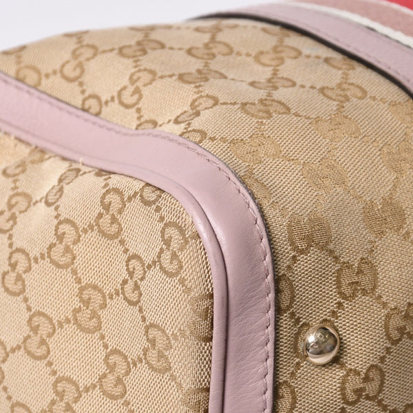 Very Good Condition GUCCI Handbag Shoulder Bag GG Canvas Leather Beige Gray Purple 247205 Used 4a002052