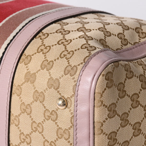 Very Good Condition GUCCI Handbag Shoulder Bag GG Canvas Leather Beige Gray Purple 247205 Used 4a002052