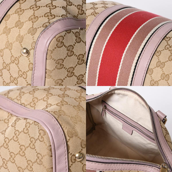 Very Good Condition GUCCI Handbag Shoulder Bag GG Canvas Leather Beige Gray Purple 247205 Used 4a002052