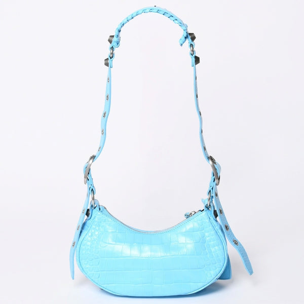 Very Good Condition BALENCIAGA Le Cargole Le Cargole Shoulder Bag Blue Silver Hardware 671309 Used 4a002107