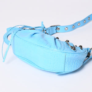 Very Good Condition BALENCIAGA Le Cargole Le Cargole Shoulder Bag Blue Silver Hardware 671309 Used 4a002107