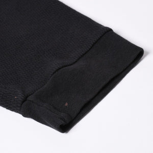 CHROME HEARTS Cross Patch Thermal Crew Neck Cut and Sew Leather Cross Patch Black Thermal Long T Cutoff Waffle Fabric Good Condition Used 4a002112