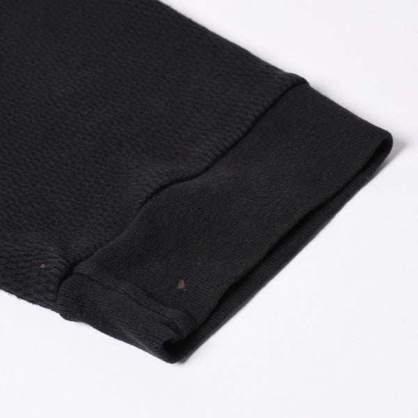 CHROME HEARTS Cross Patch Thermal Crew Neck Cut and Sew Leather Cross Patch Black Thermal Long T Cutoff Waffle Fabric Good Condition Used 4a002112