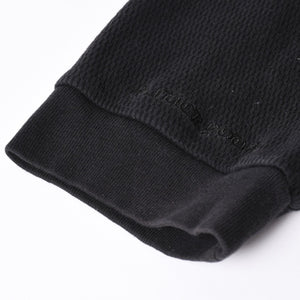 CHROME HEARTS Cross Patch Thermal Crew Neck Cut and Sew Leather Cross Patch Black Thermal Long T Cutoff Waffle Fabric Good Condition Used 4a002112
