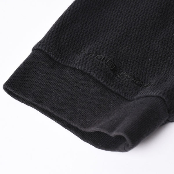 CHROME HEARTS Cross Patch Thermal Crew Neck Cut and Sew Leather Cross Patch Black Thermal Long T Cutoff Waffle Fabric Good Condition Used 4a002112