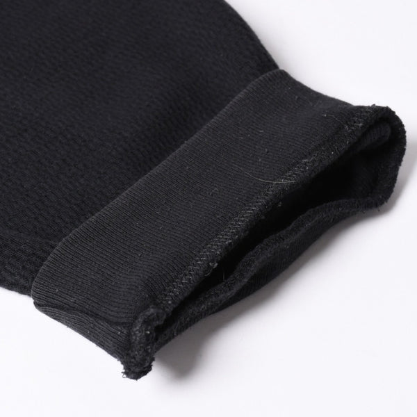 CHROME HEARTS Cross Patch Thermal Crew Neck Cut and Sew Leather Cross Patch Black Thermal Long T Cutoff Waffle Fabric Good Condition Used 4a002112