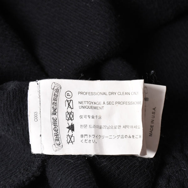 CHROME HEARTS Cross Patch Thermal Crew Neck Cut and Sew Leather Cross Patch Black Thermal Long T Cutoff Waffle Fabric Good Condition Used 4a002112