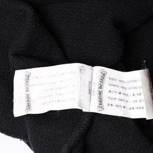 CHROME HEARTS Cross Patch Thermal Crew Neck Cut and Sew Leather Cross Patch Black Thermal Long T Cutoff Waffle Fabric Good Condition Used 4a002112