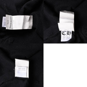 CHROME HEARTS Cross Patch Thermal Crew Neck Cut and Sew Leather Cross Patch Black Thermal Long T Cutoff Waffle Fabric Good Condition Used 4a002112