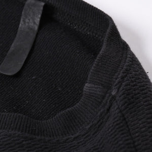CHROME HEARTS Cross Patch Thermal Crew Neck Cut and Sew Leather Cross Patch Black Thermal Long T Cutoff Waffle Fabric Good Condition Used 4a002112