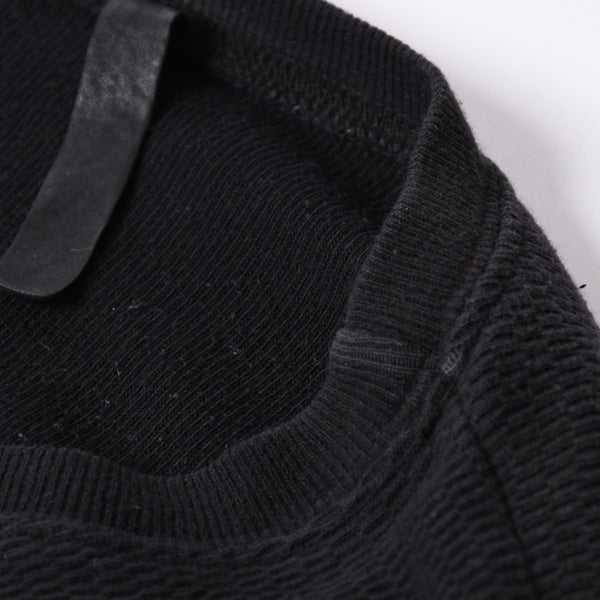 CHROME HEARTS Cross Patch Thermal Crew Neck Cut and Sew Leather Cross Patch Black Thermal Long T Cutoff Waffle Fabric Good Condition Used 4a002112