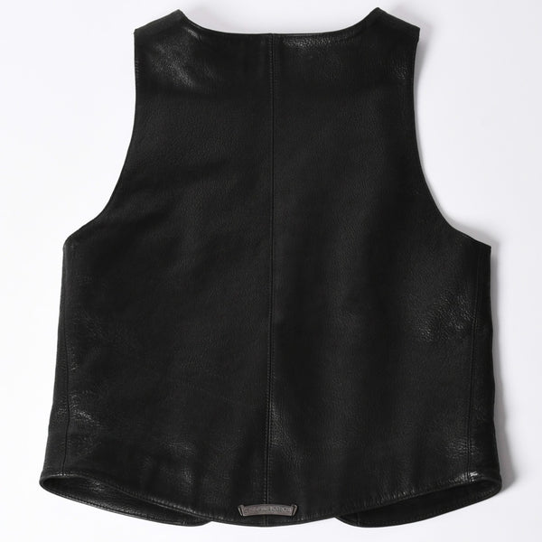 極美品 CHROME HEARTS クロムハーツ ベストレザー ダガーZIP Black ブラック シルバー金具 中古 4a001950