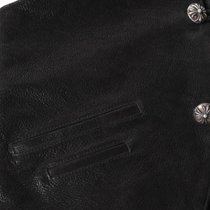 極美品 CHROME HEARTS クロムハーツ ベストレザー ダガーZIP Black ブラック シルバー金具 中古 4a001950