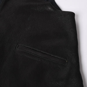 極美品 CHROME HEARTS クロムハーツ ベストレザー ダガーZIP Black ブラック シルバー金具 中古 4a001950