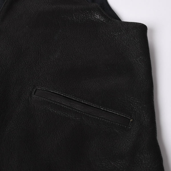 極美品 CHROME HEARTS クロムハーツ ベストレザー ダガーZIP Black ブラック シルバー金具 中古 4a001950