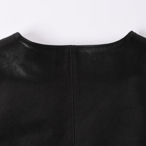 極美品 CHROME HEARTS クロムハーツ ベストレザー ダガーZIP Black ブラック シルバー金具 中古 4a001950