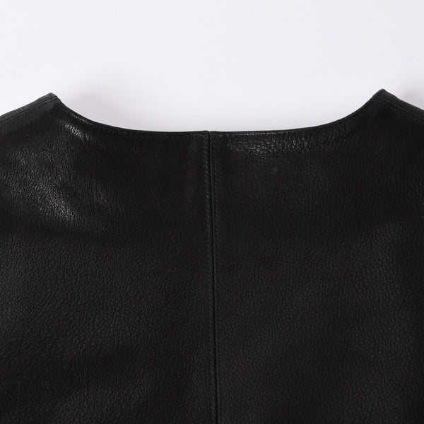 極美品 CHROME HEARTS クロムハーツ ベストレザー ダガーZIP Black ブラック シルバー金具 中古 4a001950