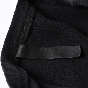 CHROME HEARTS Cross Patch Thermal Crew Neck Cut and Sew Leather Cross Patch Black Thermal Long T Cutoff Waffle Fabric Good Condition Used 4a002112