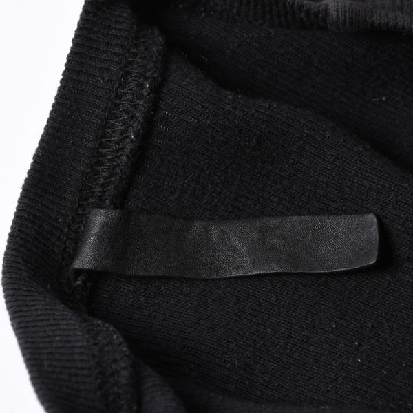 CHROME HEARTS Cross Patch Thermal Crew Neck Cut and Sew Leather Cross Patch Black Thermal Long T Cutoff Waffle Fabric Good Condition Used 4a002112