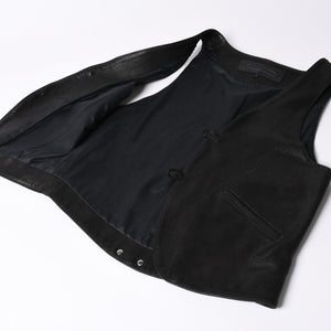 極美品 CHROME HEARTS クロムハーツ ベストレザー ダガーZIP Black ブラック シルバー金具 中古 4a001950