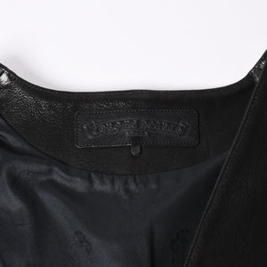 極美品 CHROME HEARTS クロムハーツ ベストレザー ダガーZIP Black ブラック シルバー金具 中古 4a001950