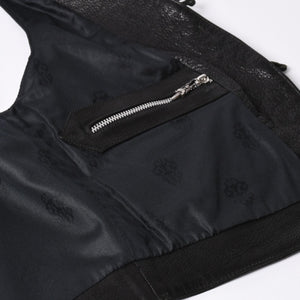極美品 CHROME HEARTS クロムハーツ ベストレザー ダガーZIP Black ブラック シルバー金具 中古 4a001950