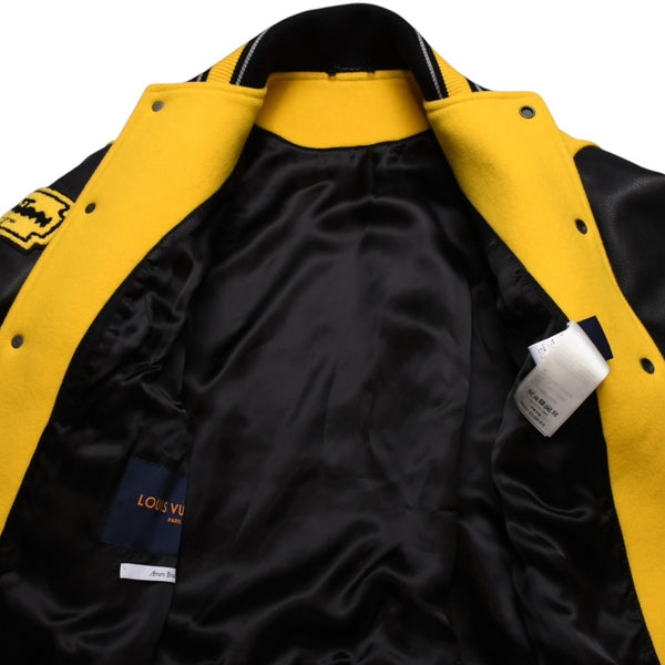 Very Good Condition LOUIS VUITTON 22SS Leather Embroidery Varsity Jacket Blouson Size 46 VCCM02 Used 4a002118