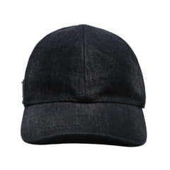 極美品 PRADA プラダ トライアングルロゴ ベースボールキャップ 2HC274 12K8 ブラック デニムコットン 中古 4a001968