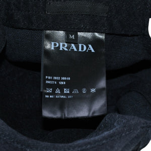 極美品 PRADA プラダ トライアングルロゴ ベースボールキャップ 2HC274 12K8 ブラック デニムコットン 中古 4a001968