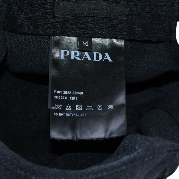 極美品 PRADA プラダ トライアングルロゴ ベースボールキャップ 2HC274 12K8 ブラック デニムコットン 中古 4a001968