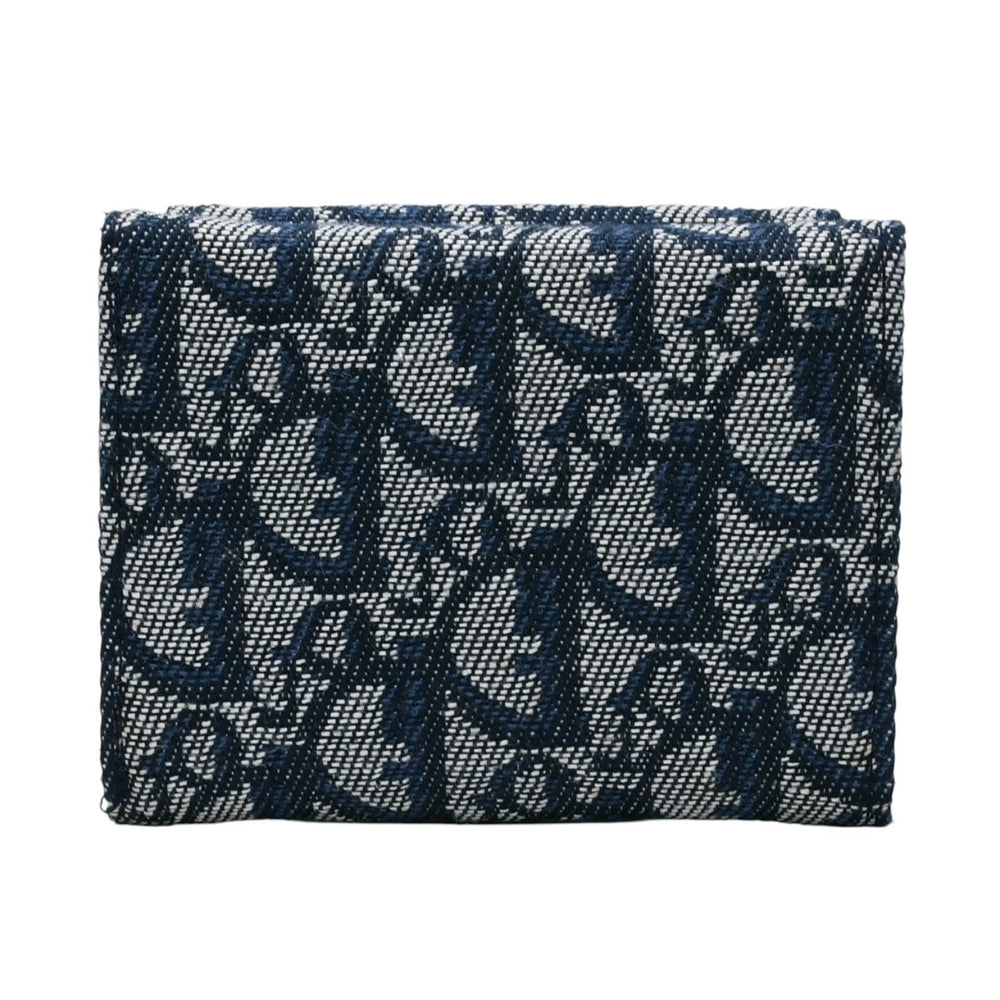 Very good condition Christian Dior Tri-fold wallet Trotter pattern CD logo Blue leather Gold hardware Used 4a002329
