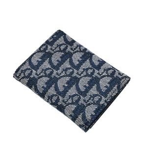 極美品 Christian Dior クリスチャンディオール 三つ折り財布 トロッター柄 CDロゴ ブルー レザー ゴールド金具 中古 4a002329