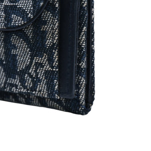 極美品 Christian Dior クリスチャンディオール 三つ折り財布 トロッター柄 CDロゴ ブルー レザー ゴールド金具 中古 4a002329