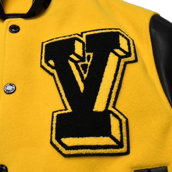Very Good Condition LOUIS VUITTON 22SS Leather Embroidery Varsity Jacket Blouson Size 46 VCCM02 Used 4a002118