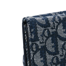 画像をギャラリービューアに読み込む, 極美品 Christian Dior クリスチャンディオール 三つ折り財布 トロッター柄 CDロゴ ブルー レザー ゴールド金具 中古 4a002329