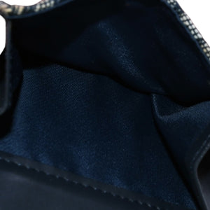 極美品 Christian Dior クリスチャンディオール 三つ折り財布 トロッター柄 CDロゴ ブルー レザー ゴールド金具 中古 4a002329