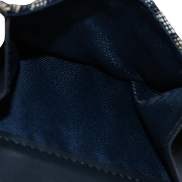 極美品 Christian Dior クリスチャンディオール 三つ折り財布 トロッター柄 CDロゴ ブルー レザー ゴールド金具 中古 4a002329