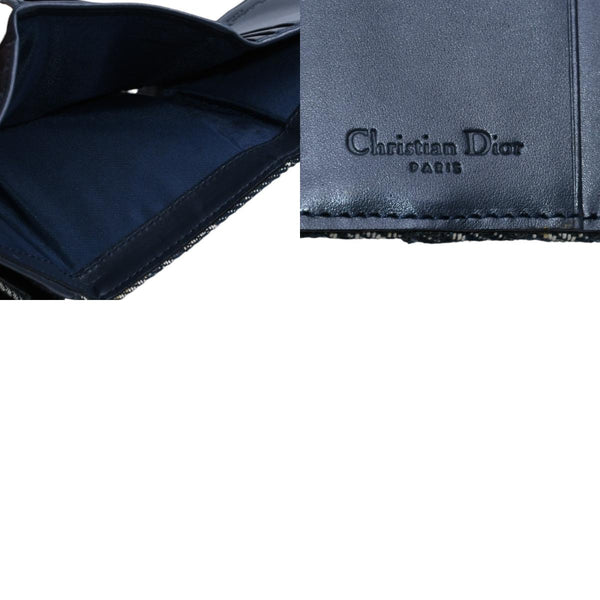 極美品 Christian Dior クリスチャンディオール 三つ折り財布 トロッター柄 CDロゴ ブルー レザー ゴールド金具 中古 4a002329