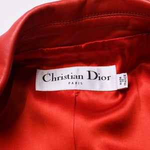 極美品 Christian Dior クリスチャンディオール レッドレザージャケット レッド シングル コートガリアーノ期 レザー 中古 4a001951